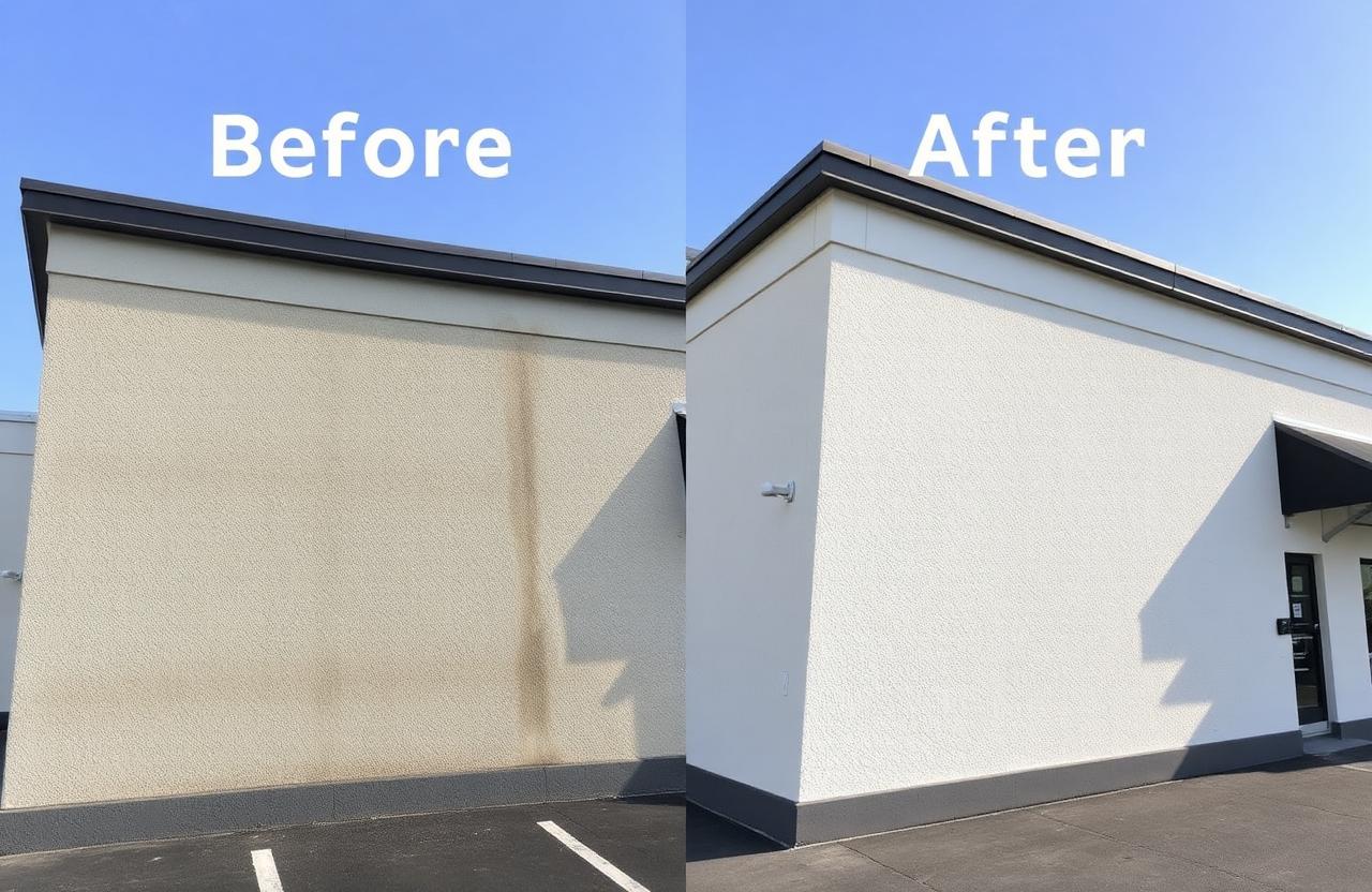 Before and after: Stucco Exterior Wash